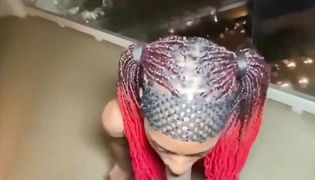 Getting My Ebony Stepsister to Suck My BBC Before She Leaves