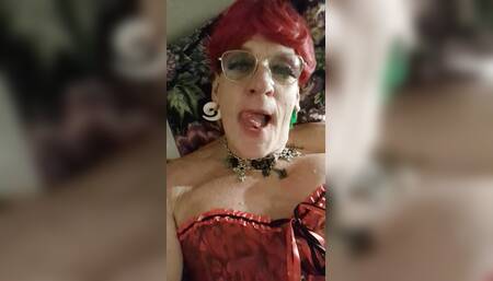 red slut jerks off