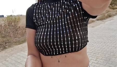public flashing of pussy and tits while walking around the city