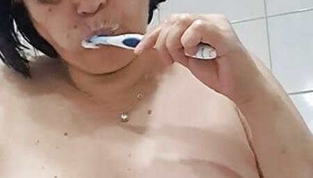 toothpaste or semen playing in the mouth