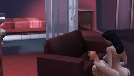 couple having fun in living room