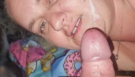 Sexywifedd get a huge load of cum on her face