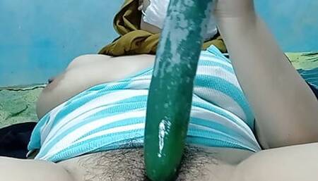 Hijab girl plays pussy until wet imagining a long penis