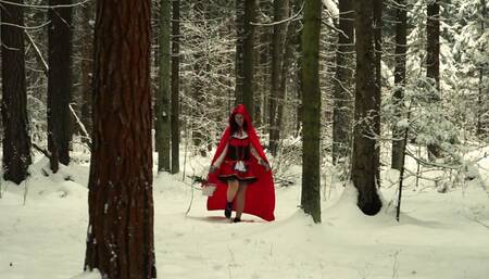 Red Hood in the snowy forest