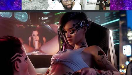 Futa Judy Getting Her Cock Sucked Off, Bald Pussy D.VA Face Fucked, Big Milky Jiggly Breast Mei