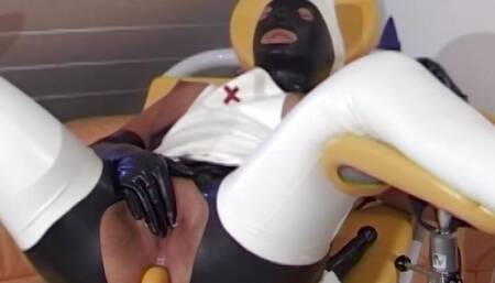 German BDSM dominatrix at fetish meeting with users