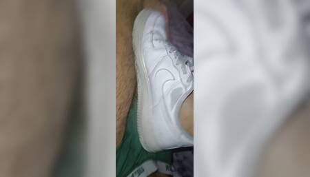 Men's White Air Force Sneakers (N 40.) Step on Boy's Cock