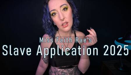 SLAVE APPLICATION 2025 - Female Domination Interactive Game, Femdom Contract, Slave Ownership Application by Femdom Findom Goddess Miss Faith Rae - 720p