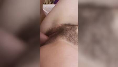 I fuck this sexy blonde with natural tits hairy wet pussy until my cum splashes on her face