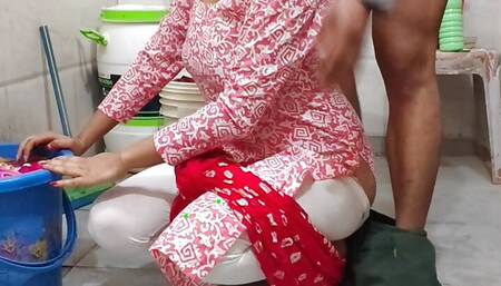 Bhabhi Fucked While Washing Clothes in the Bathroom Risky Outdoor