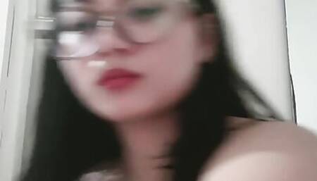 Beautiful college student licks nenen in front of the camera
