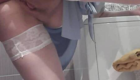 Treason wife. When husband is away, in shower neighbor fucked my wife in doggystyle and cum in pussy Close Up. Cumshot. Creampie