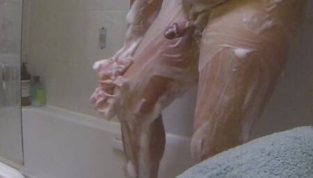 Having a shower soapy sexy naked