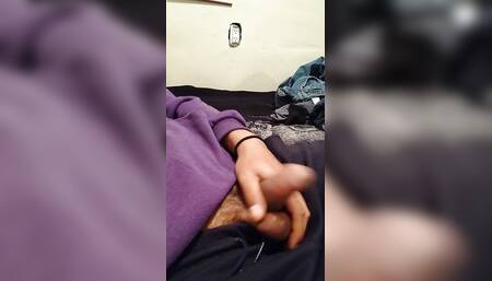On my stepsister's bed touching cock ????