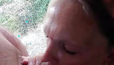 blowing old cock in the field