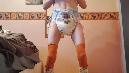 Abdl Wets His Diaper (4 Times!) Then Moans While Cumming in It