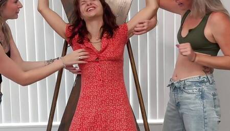 Strap-Down Babe - Insane Armpits Tickling on Bondage Device