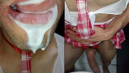 SCHOOLGIRL LONG TONGUE, I WANT CUM IN MY MOUTH, TONGUE, FETISH, SIX PACK, POV