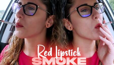 Red Lipstick Candid Car Smoke 4k