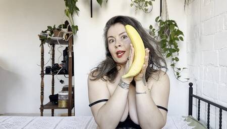 Charmy will swallow a big banana pieces, lick and suck