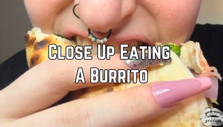 Phoenix Eats A Burrito Close Up 1080p - Eating - Mouth Fetish - Chewing - Mukbang - Food - Messy - ASMR