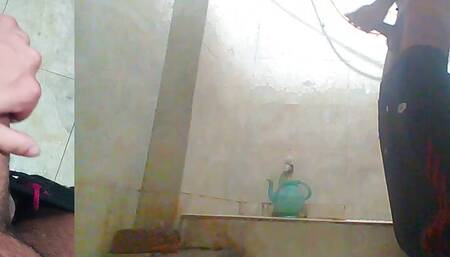Pakistani Big Dick Handjob in Washroom