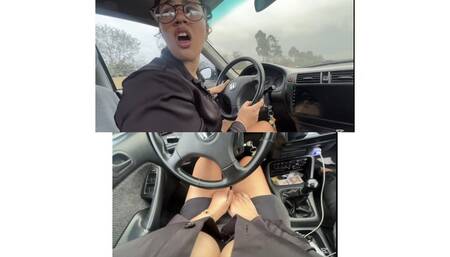 Cinicluu, this slut and stupid sexy secretary thinks shaking her big tits she will start the car 4K