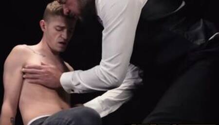 GayForSale.com - Petite twink rammed with a plug and sucked off during a kinky scene
