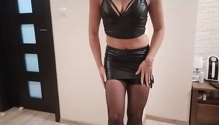 stepsister masturbates with dildo in front of stepbrother.
