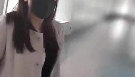 Japanese babe sucks and fucks and gets creampied