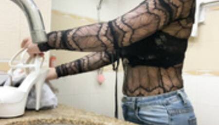 Sexy big titty Asian maid will do anything for a job