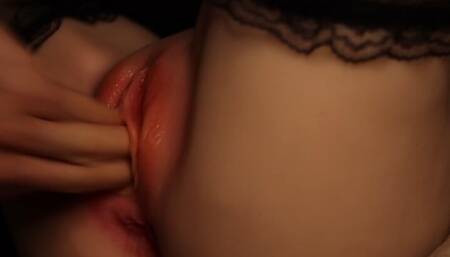 I caress her wet soft labia long and tenderly so that she cums endlessly