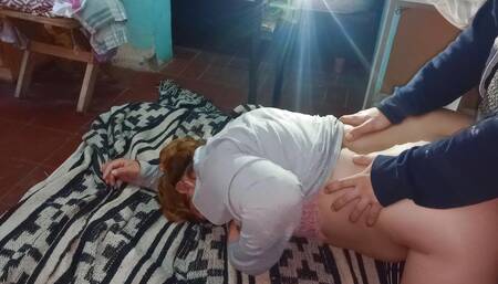 Medi gets on all fours and we end up with a creampie