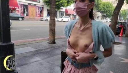 Wife Flashing tits and pussy on Hollywood Blvd