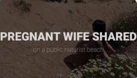 Pregnant wife shared on a public naturist beach