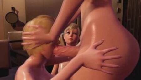 3D Futa Dickgirl MILF fucks two Girls -Threesome Shemale Porno