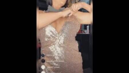 INSTAGRAM SLUT EXPOSES PUSSY AND BOOBS DURING DRESS TRY ON HAUL LIVE (Portrait for phone)