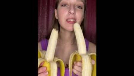Chewed banana all over the body. Lick it off the floor