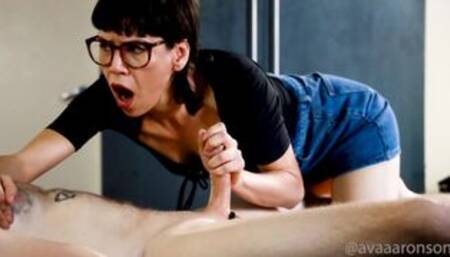 FEMDOM AVA STARTS TO SWEAT WHILE PUMPING MUSHROOM COCK HEAD - INTENSE THICK CUM RELEASE FROM EDGING!