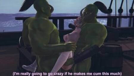 Two orcs love to fuck an elf girl in her pussy and ass