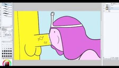 Drawing Adventure Time Porn - Princess Bubblegum Threesome With Starchy And Banana Guard (Speed-Art)