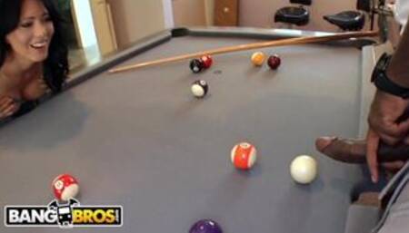 Zoey Holloway Plays With Rico Strong's Big Black Pool Stick Dick
