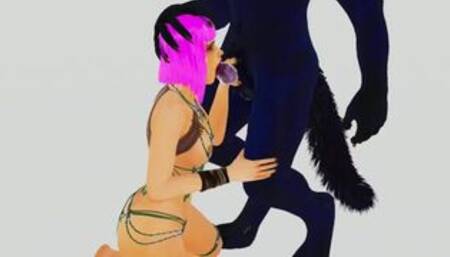 Blowjob for furry werewolf with finals in mouth | Big Cock Monster | 3D Porn Wild Life