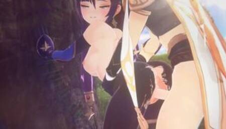 GENSHIN IMPACT - MONA X AETHER HENTAI