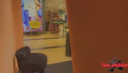 student public fitting room exposed, open door in mall