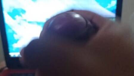 Nerdy watching Hentai and Cumming with Maid Ane