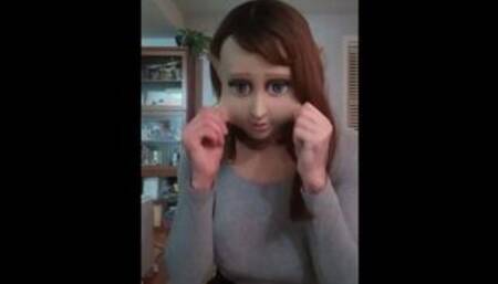 Shy Elfie! Playtime with your dear rubber elf! Female masked doll elfie and her rubber booty!