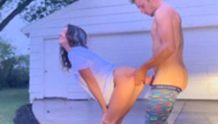 Sex Outside in the Rain During Thunderstorm- Creampie: Mav & Joey Lee