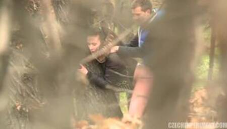 Fucking behind a bus stop