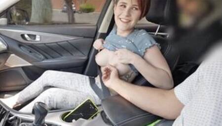 Short Haired Cutie Car Foreplay Fuck With Casting Guy